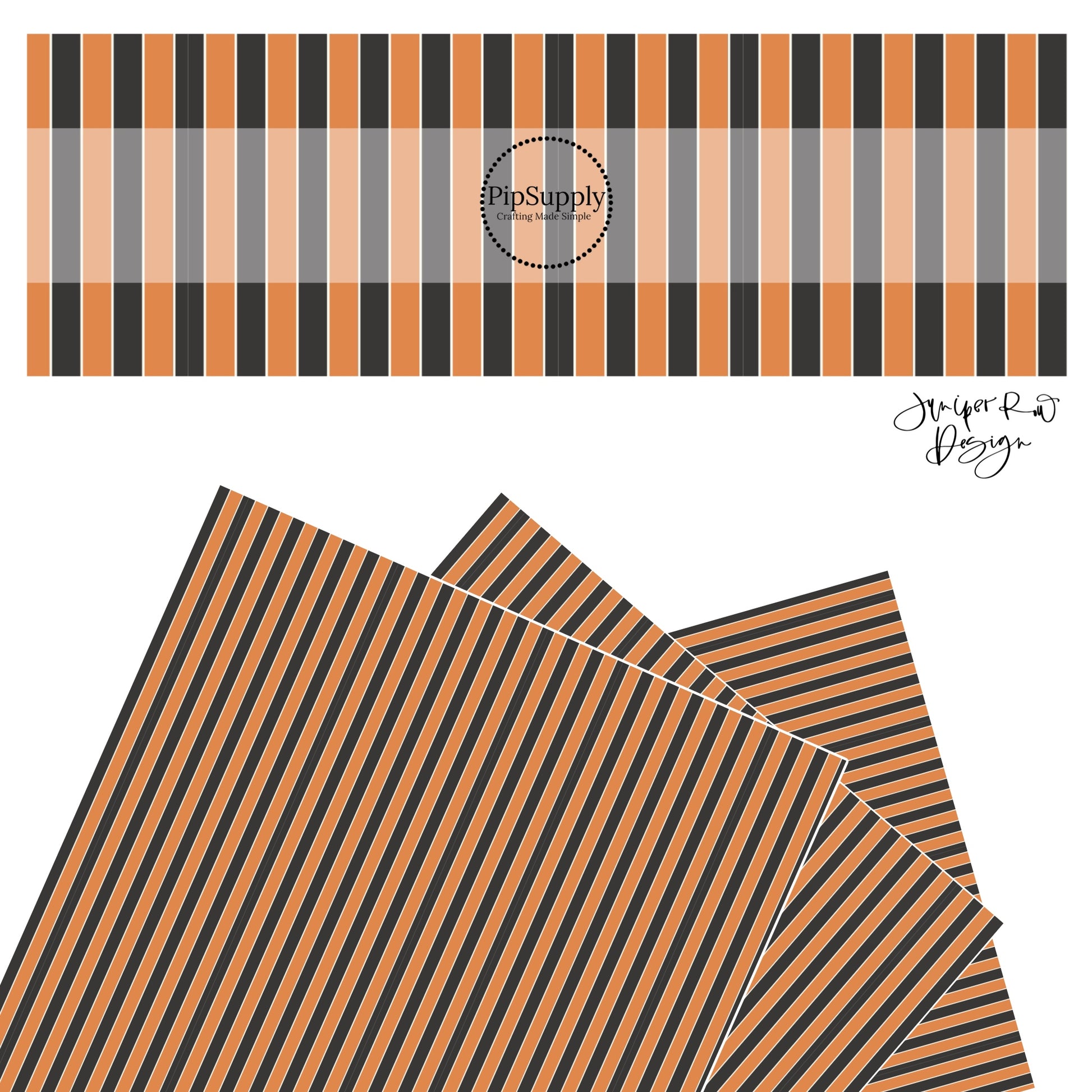Thin white lines on thick orange and black stripe faux leather sheets