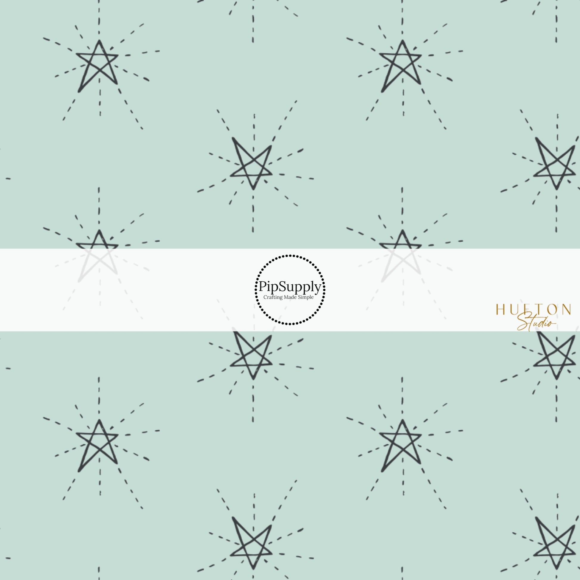These star themed pale green fabric by the yard features black outlined stars on light green. This fun star themed fabric can be used for all your sewing and crafting needs! 