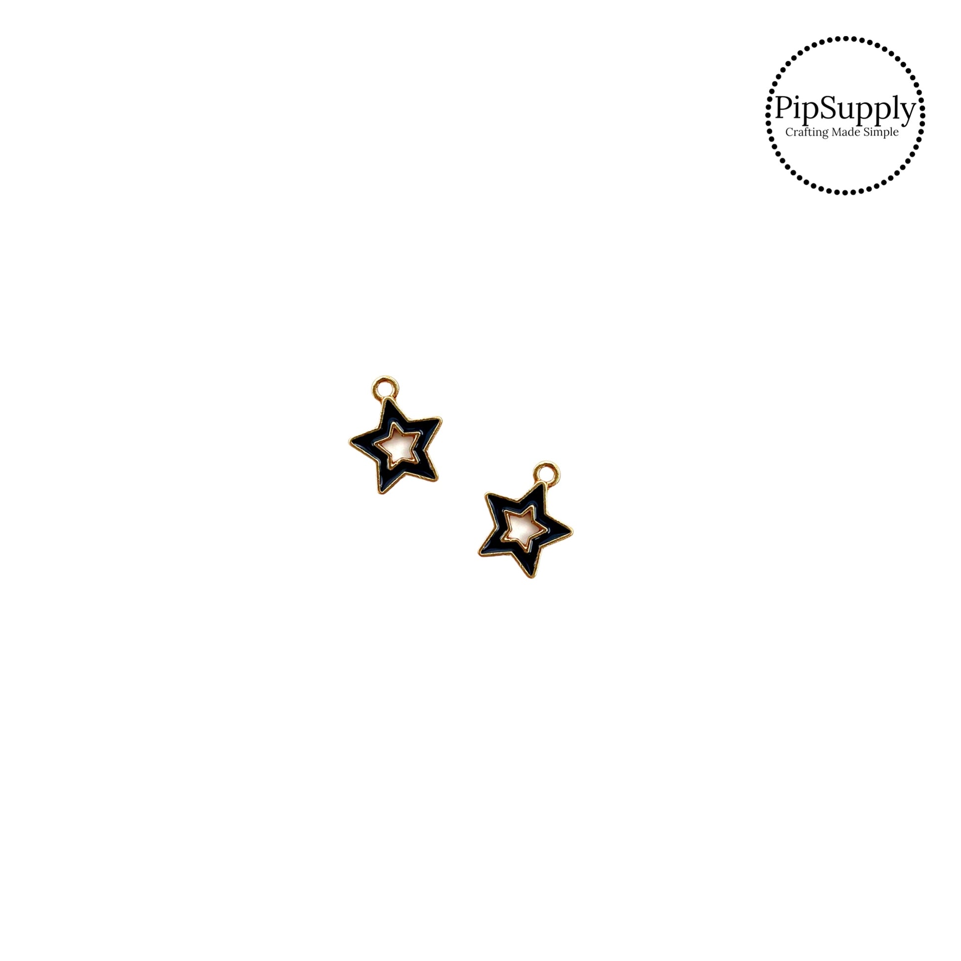 Black star outline with gold charm embellishment