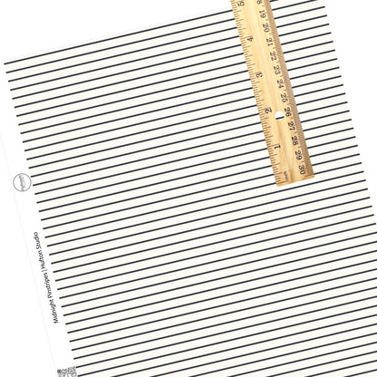 These pinstripe themed light cream faux leather sheets contain the following design elements: thin black stripes on ivory. Our CPSIA compliant faux leather sheets or rolls can be used for all types of crafting projects.