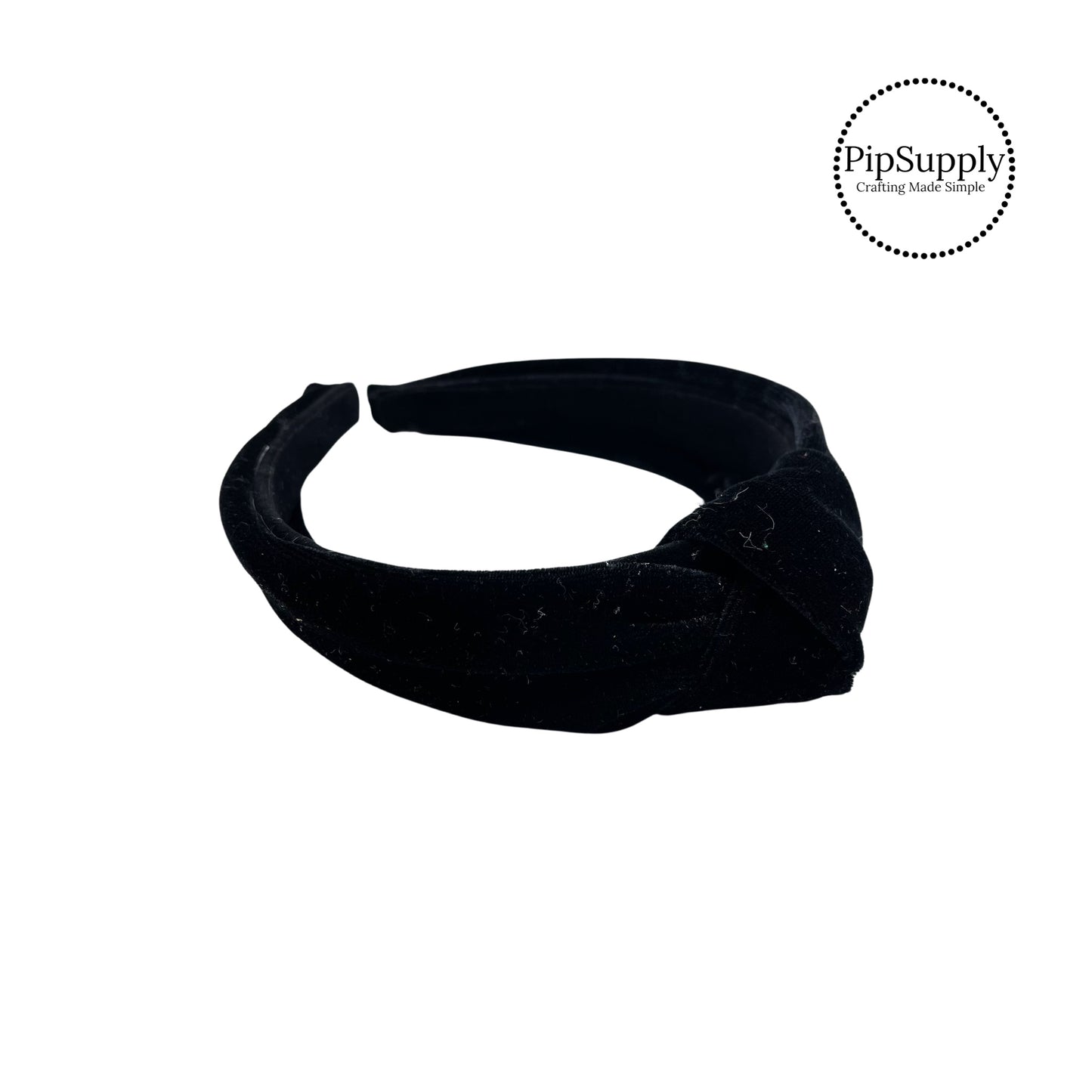 Solid black velvet knotted headband