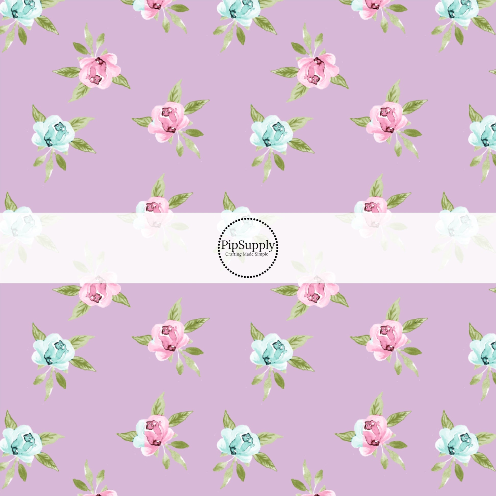 This summer fabric by the yard features pink and blue roses on purple. This fun summer themed fabric can be used for all your sewing and crafting needs!