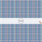 Peach and Light Blue Plaid on Blue Fabric by the Yard.