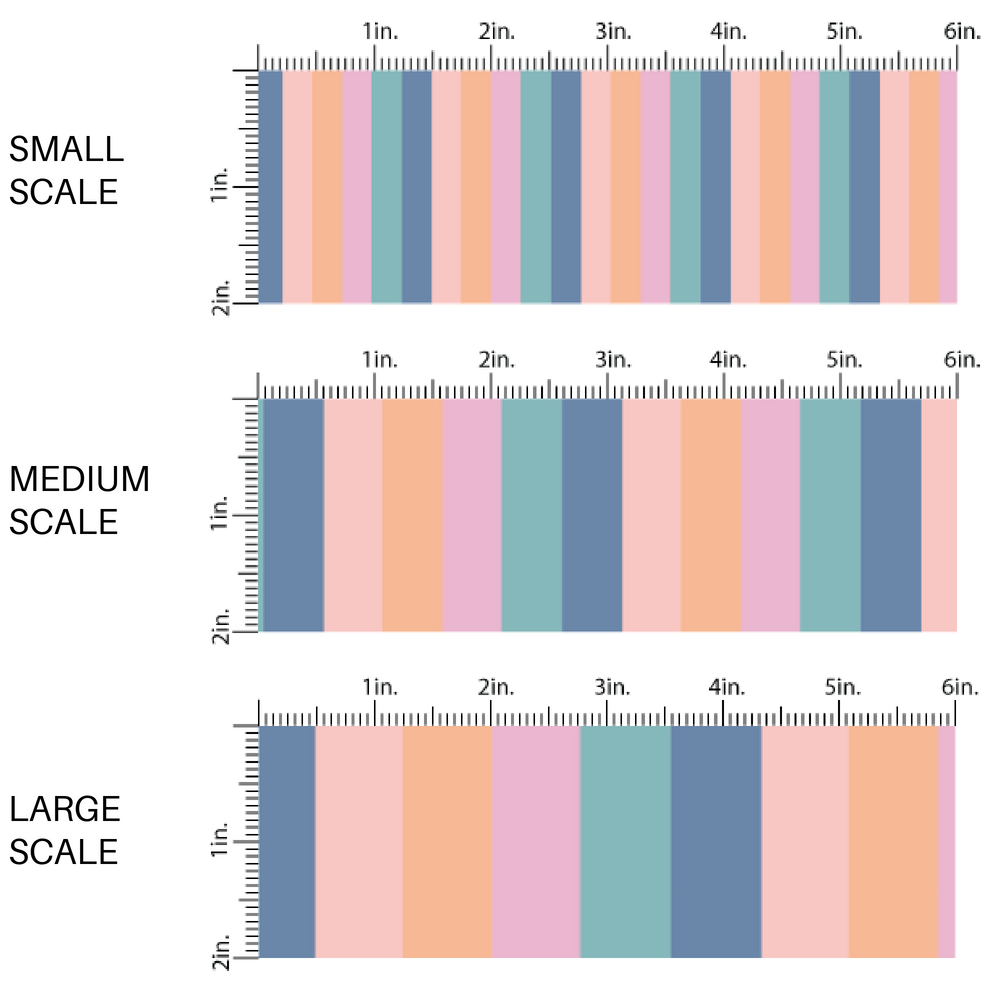 Peach and Light Blue Striped on Blue Fabric by the Yard scaled image guide.