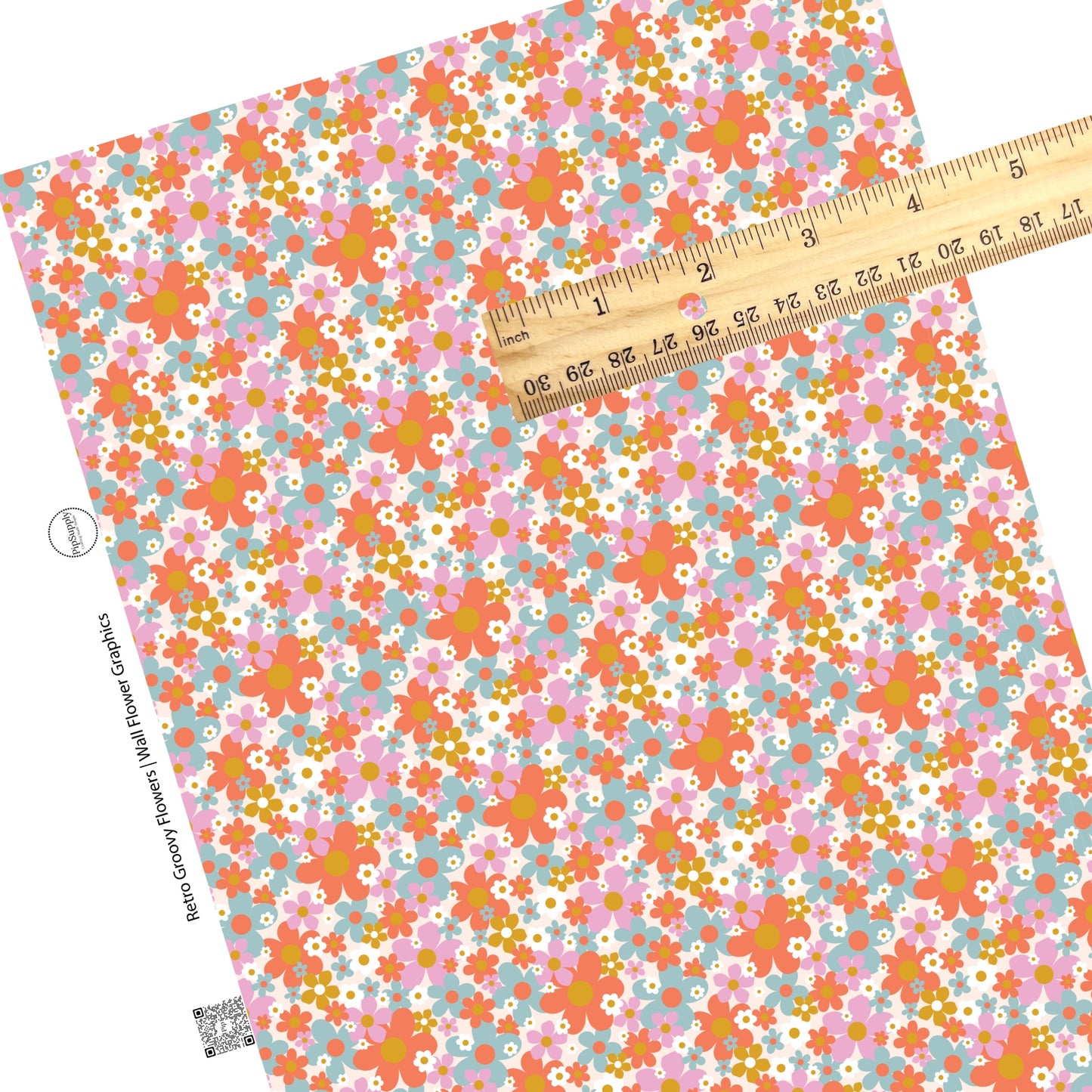 Multi bright flowers on cream faux leather sheets