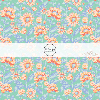 These summer and spring floral bow strips with beautiful leaves and flowers in the color of light pink, peach, and light blue are great for personal use or to sell.