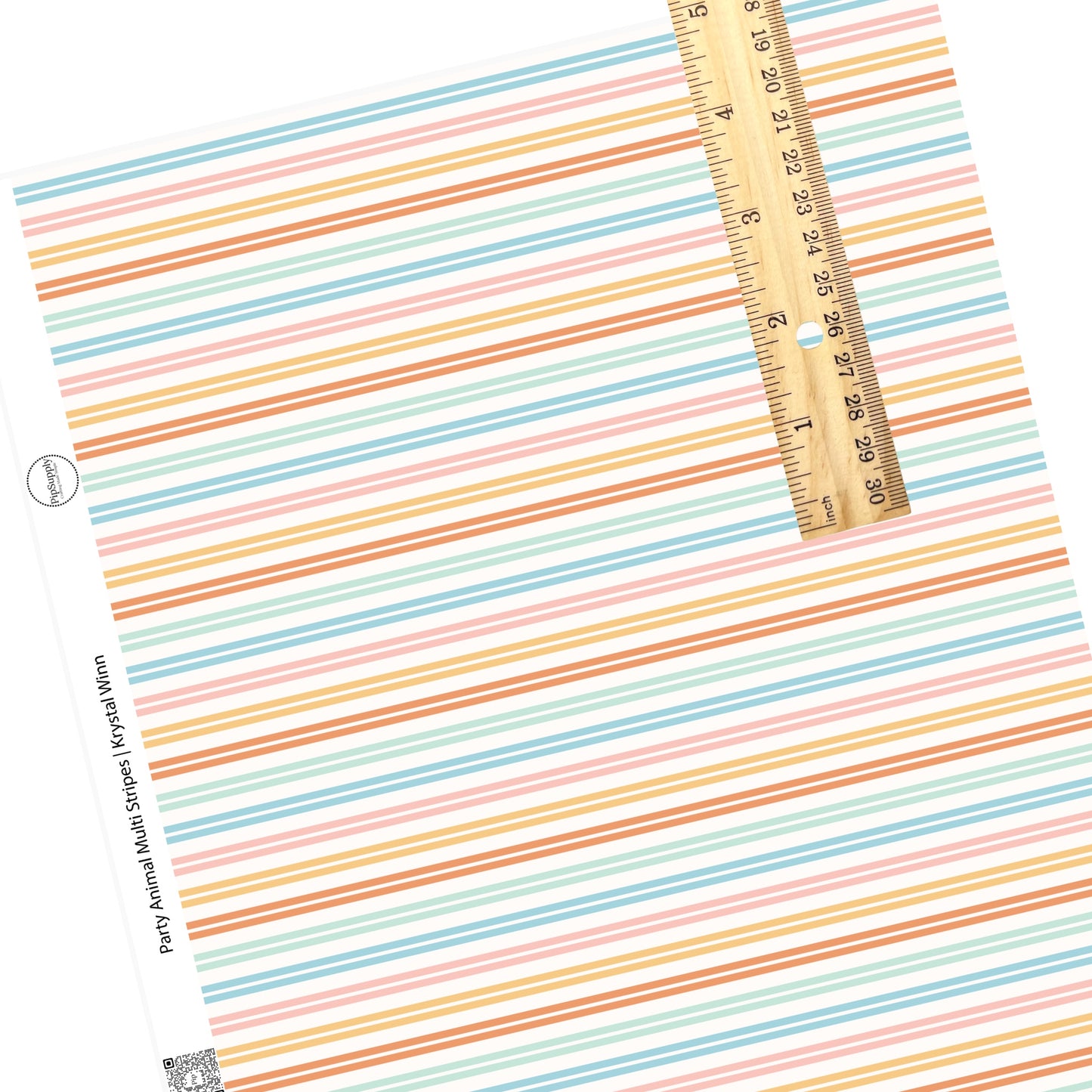 These multi colored striped themed faux leather sheets contain the following design elements: light pink, brown, mint, blue, and orange stripes. Our CPSIA compliant faux leather sheets or rolls can be used for all types of crafting projects.