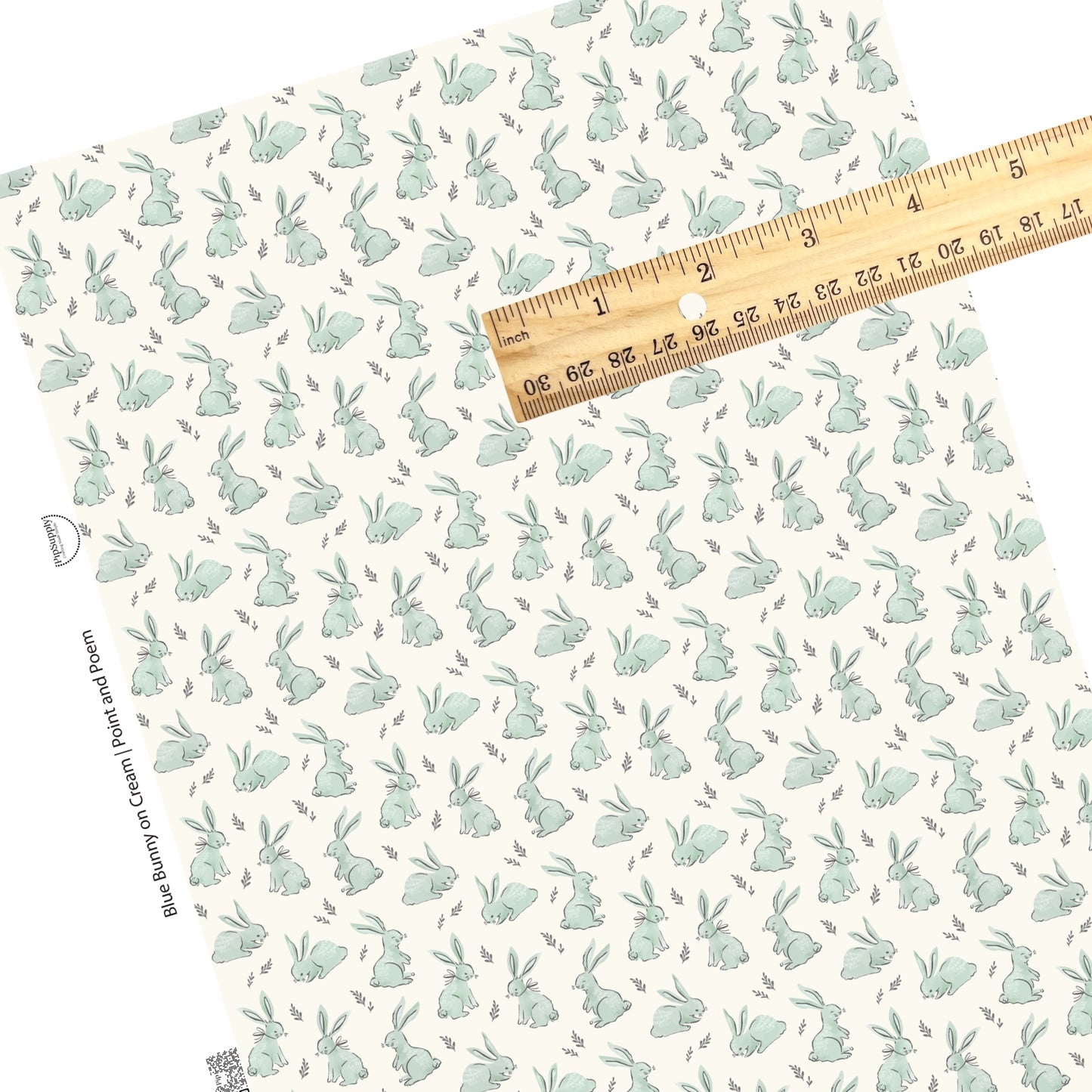 These spring pattern themed faux leather sheets contain the following design elements: blue bunnies on cream. Our CPSIA compliant faux leather sheets or rolls can be used for all types of crafting projects.