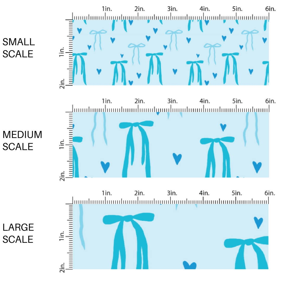 Blue Coquette Bows and Hearts on Lavender Fabric by the Yard scaled image guide.