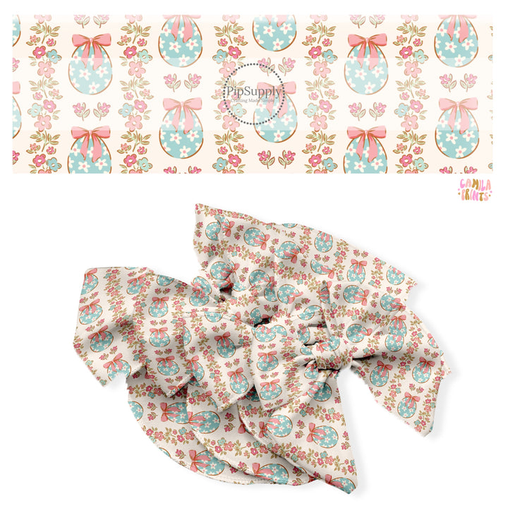 These Easter no sew bow strips can be easily tied and attached to a clip for a finished hair bow. These fun bow strips are great for personal use or to sell. These bow strips feature the following design elements: floral strips and Easter eggs.