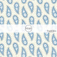 This summer fabric by the yard features western blue paisley pattern on cream. This fun summer themed fabric can be used for all your sewing and crafting needs!