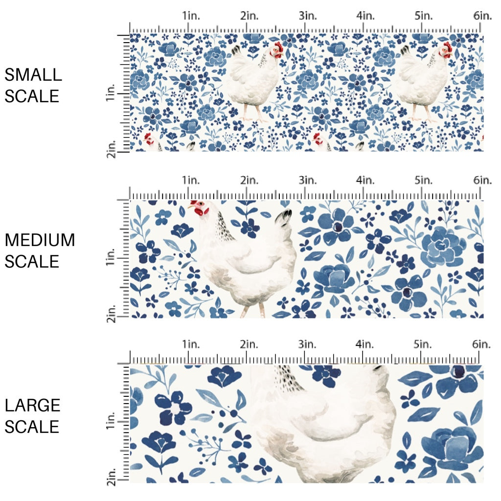 These spring and summer pattern fabric by the yard features farm and meadow chickens. This fun fabric can be used for all your sewing and crafting needs!