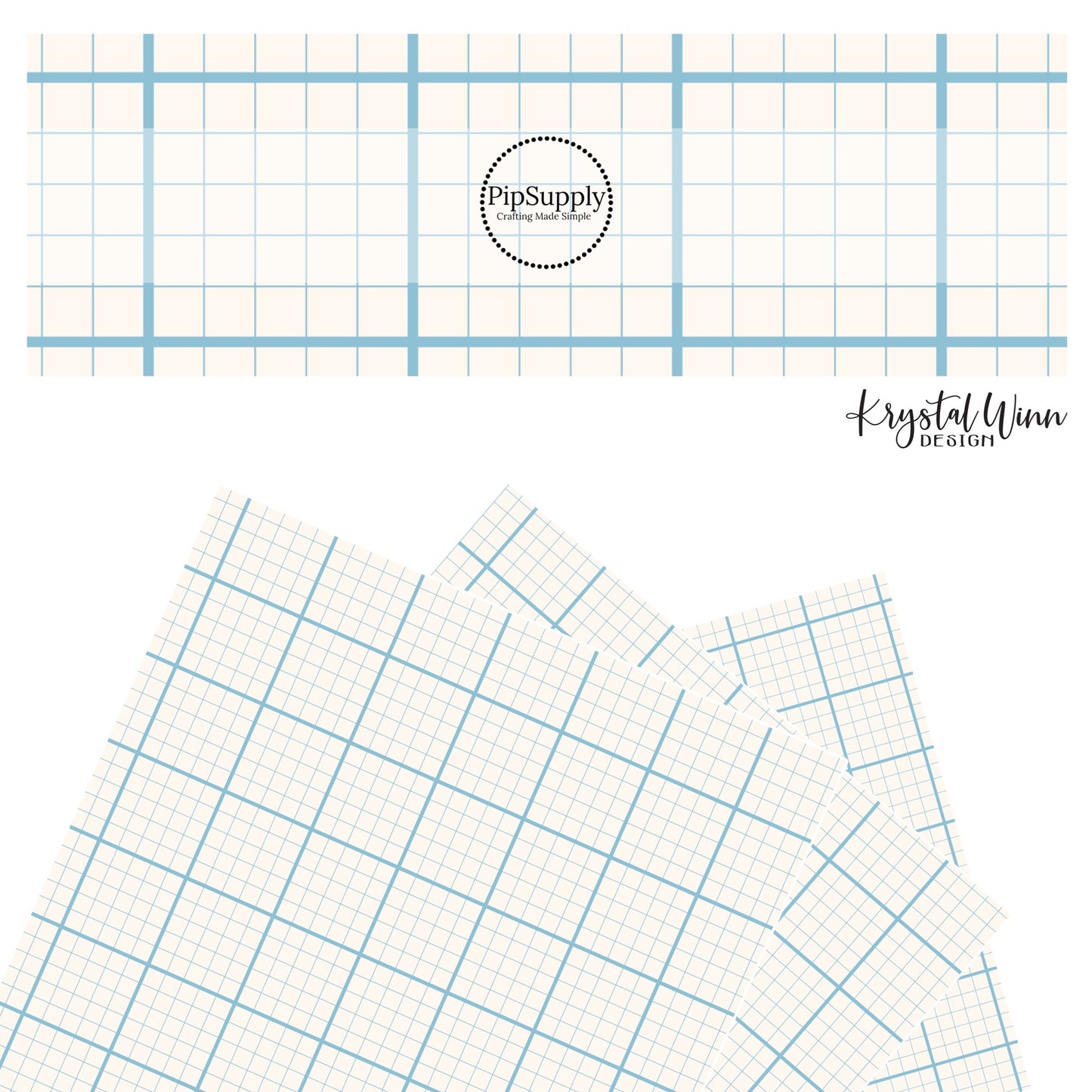 Blue lined graph paper on cream faux leather sheets