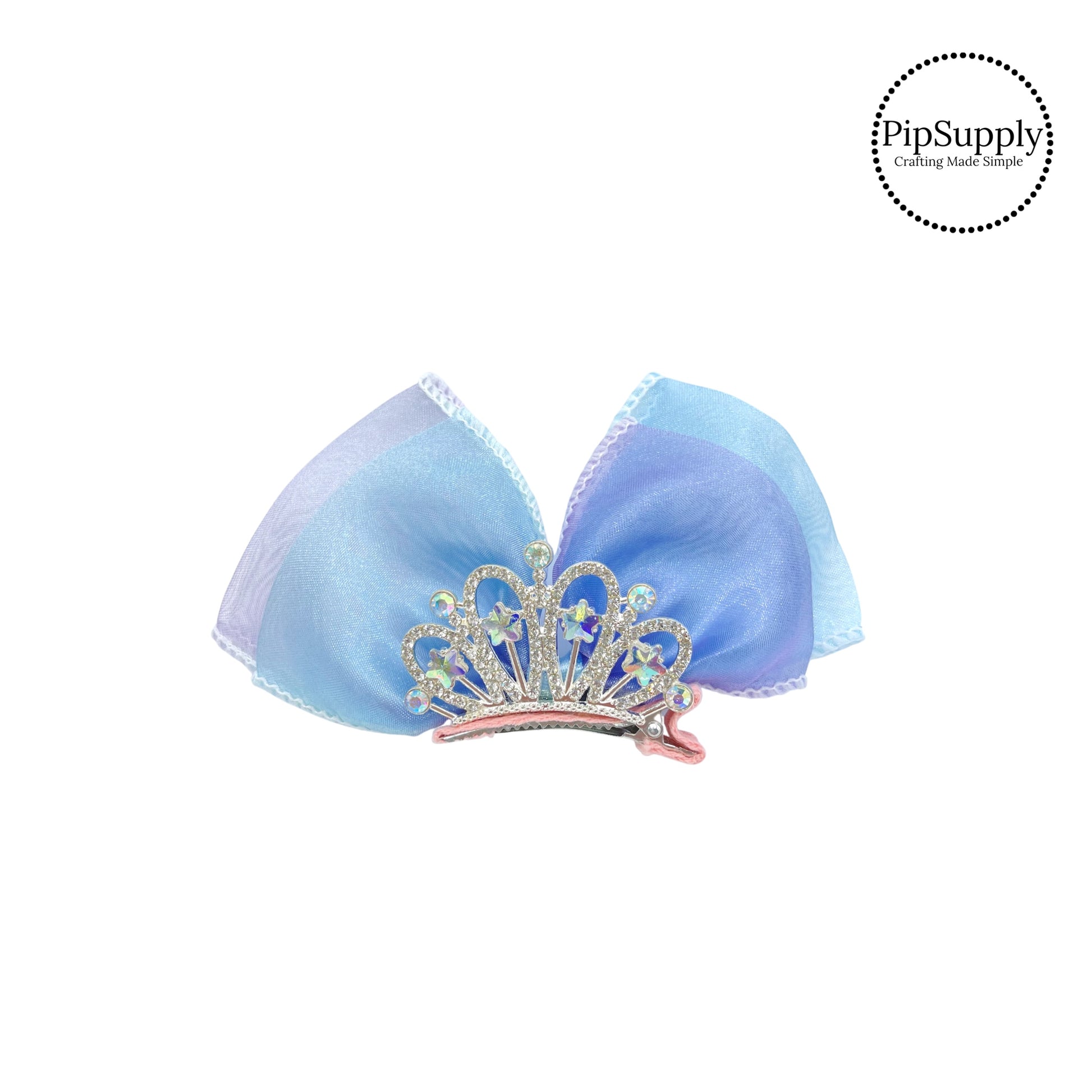 Iridescent crown on blue multi hair clio