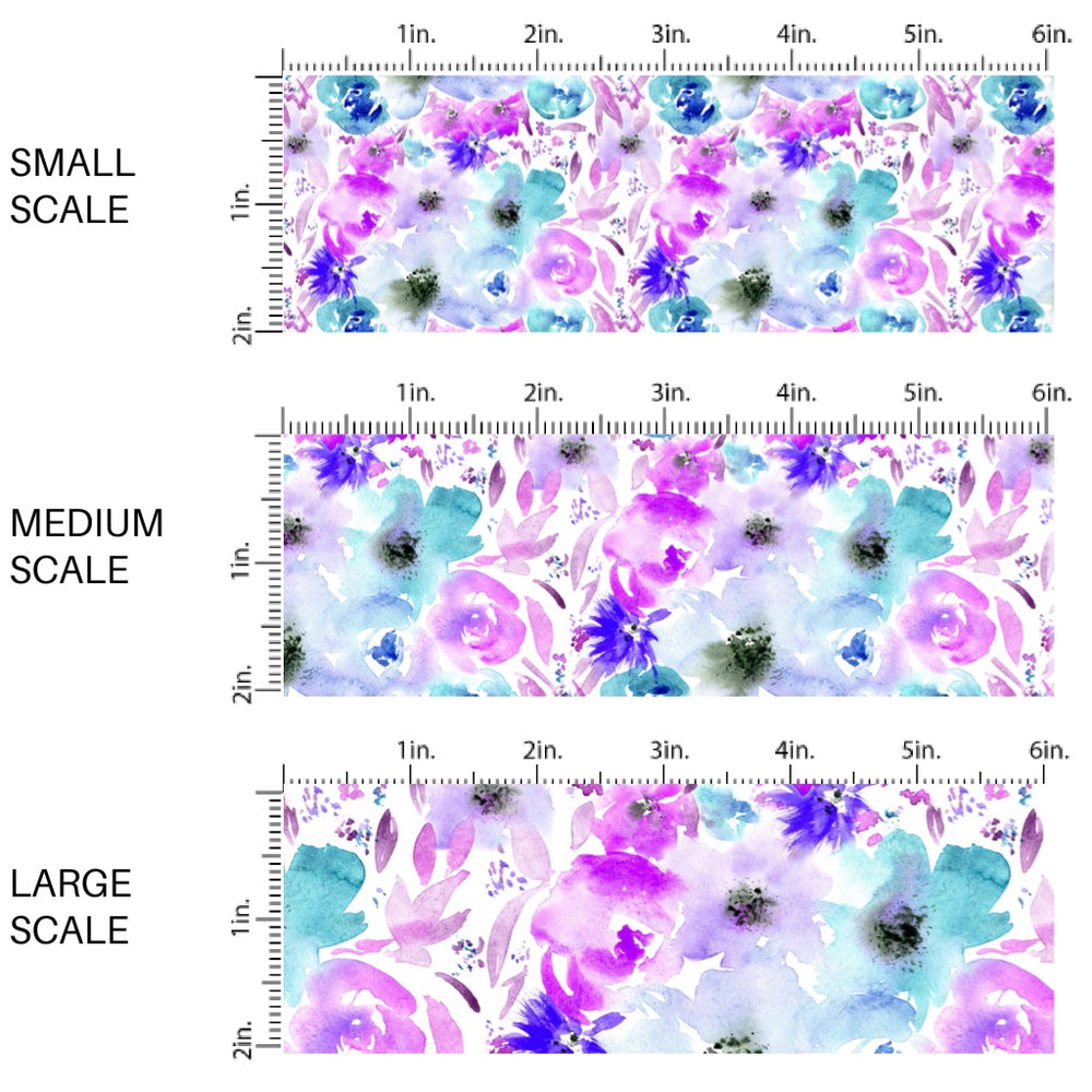 These floral fabric by the yard features colorful watercolor flowers. This fun pattern fabric can be used for all your sewing and crafting needs!