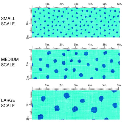 This scale chart of small scale, medium scale, and large scale of this summer fabric by the yard features bright blue dots. This fun summer themed fabric can be used for all your sewing and crafting needs!