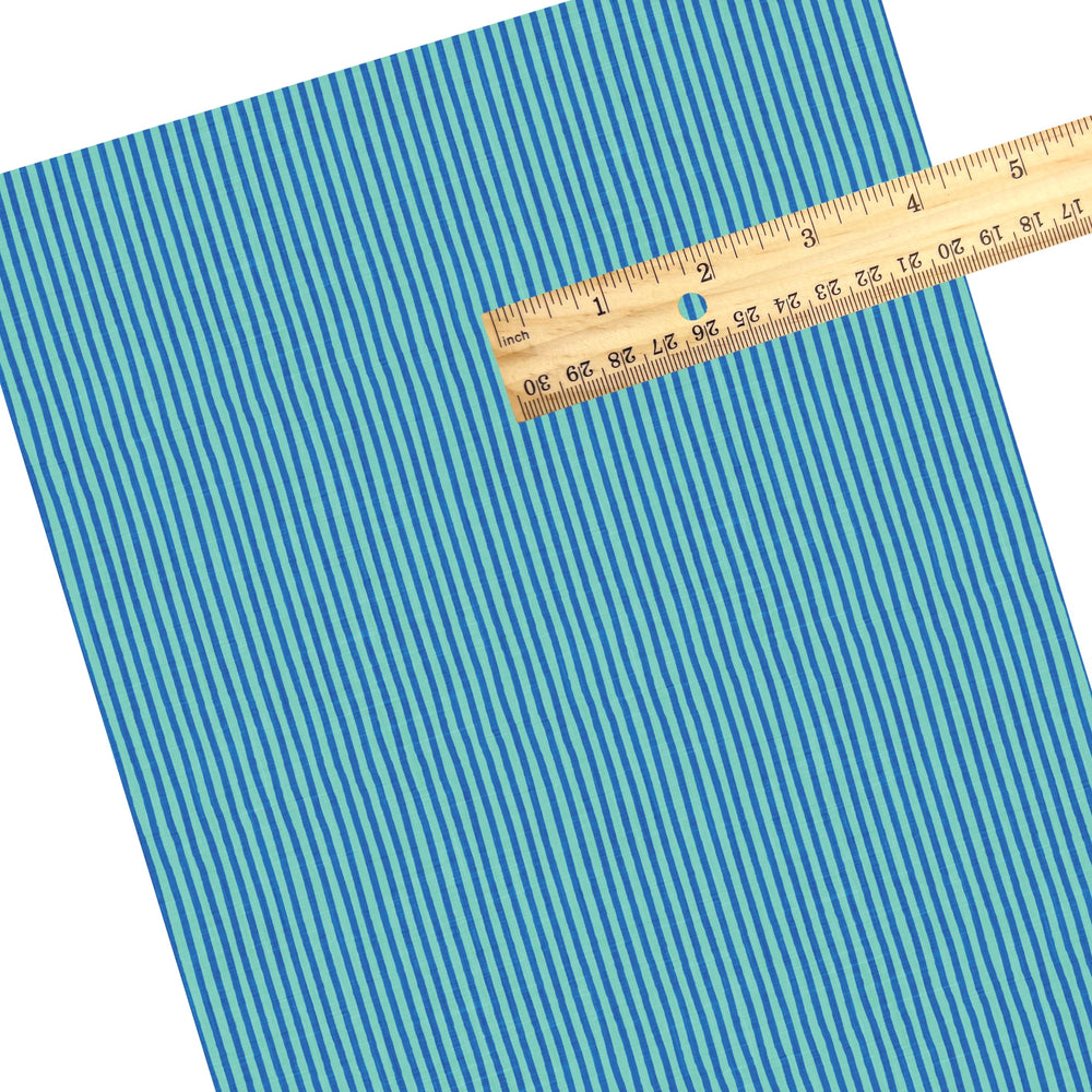 These summer faux leather sheets contain the following design elements: bright blue stripes. Our CPSIA compliant faux leather sheets or rolls can be used for all types of crafting projects.