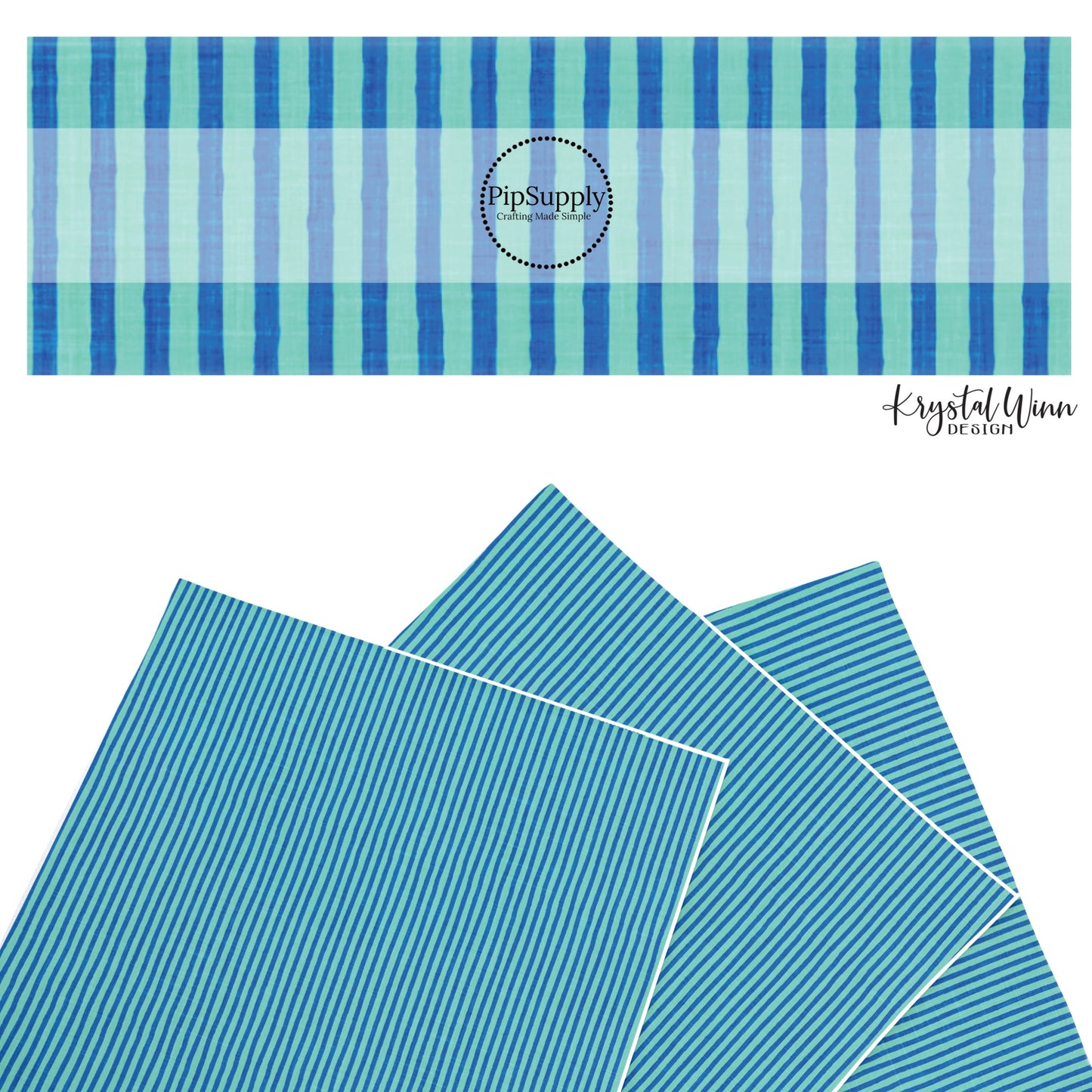 These summer faux leather sheets contain the following design elements: bright blue stripes. Our CPSIA compliant faux leather sheets or rolls can be used for all types of crafting projects.