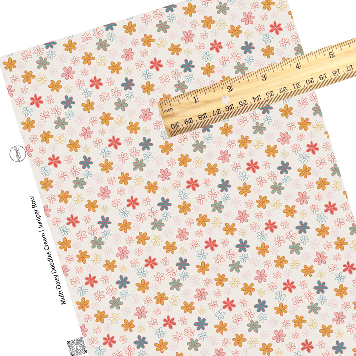 Scattered floral on cream faux leather sheets