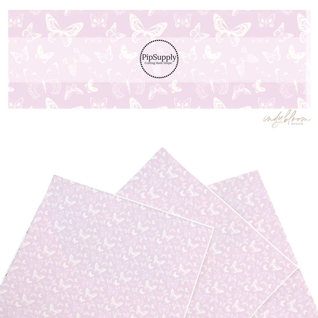 These spring themed faux leather sheets contain the following design elements: boho butterflies on lilac. Our CPSIA compliant faux leather sheets or rolls can be used for all types of crafting projects.