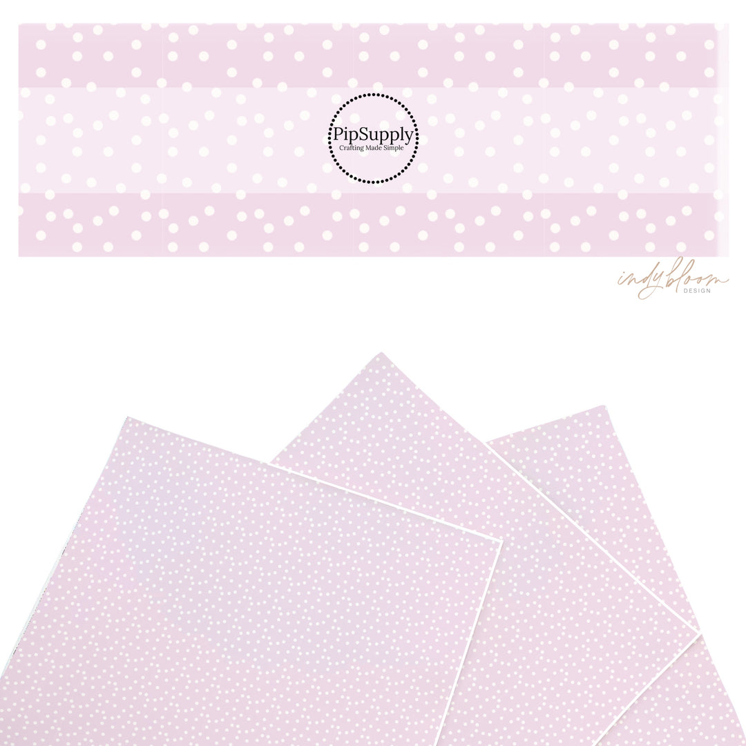 These spring themed faux leather sheets contain the following design elements: boho dots on lilac. Our CPSIA compliant faux leather sheets or rolls can be used for all types of crafting projects.