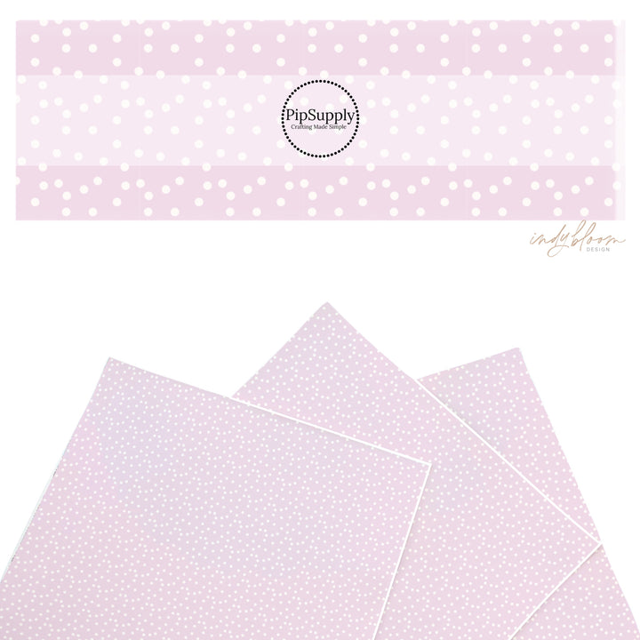 These spring themed faux leather sheets contain the following design elements: boho dots on lilac. Our CPSIA compliant faux leather sheets or rolls can be used for all types of crafting projects.