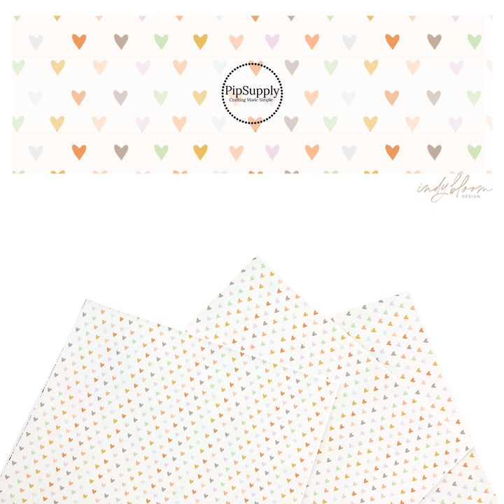 These spring themed faux leather sheets contain the following design elements: boho pastel heart pattern. Our CPSIA compliant faux leather sheets or rolls can be used for all types of crafting projects.