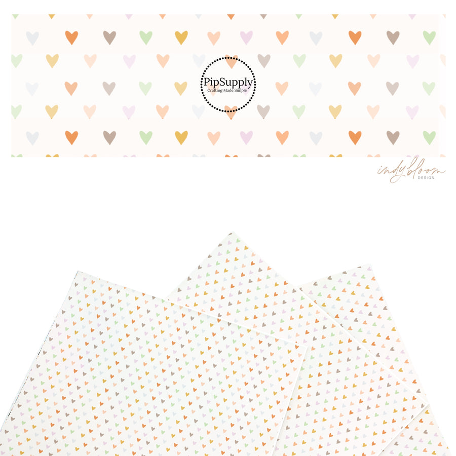 These spring themed faux leather sheets contain the following design elements: boho pastel heart pattern. Our CPSIA compliant faux leather sheets or rolls can be used for all types of crafting projects.