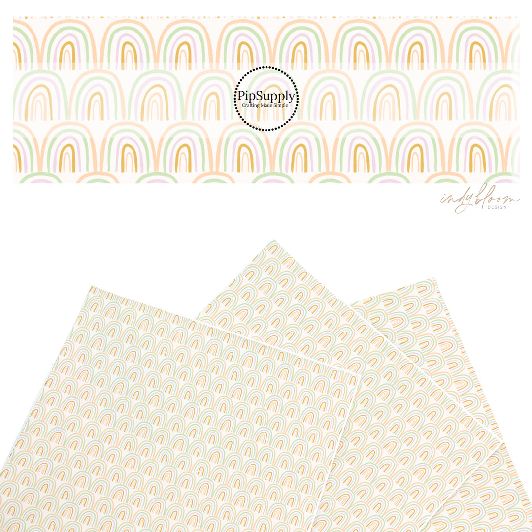 These spring themed faux leather sheets contain the following design elements: boho pastel rainbow pattern. Our CPSIA compliant faux leather sheets or rolls can be used for all types of crafting projects.