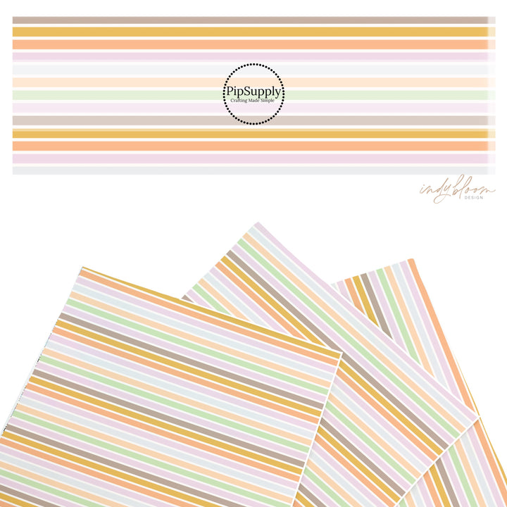 These spring themed faux leather sheets contain the following design elements: boho pastel stripe pattern. Our CPSIA compliant faux leather sheets or rolls can be used for all types of crafting projects.