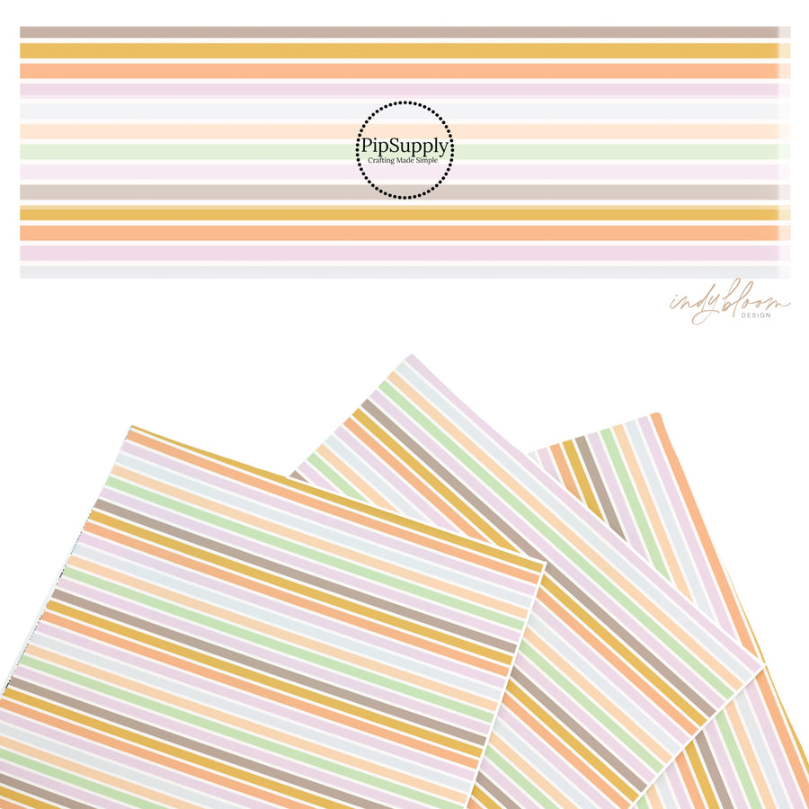 These spring themed faux leather sheets contain the following design elements: boho pastel stripe pattern. Our CPSIA compliant faux leather sheets or rolls can be used for all types of crafting projects.