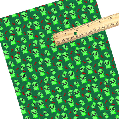 These Halloween themed pattern faux leather sheets contain the following design elements: boogie man and dice on green. Our CPSIA compliant faux leather sheets or rolls can be used for all types of crafting projects.