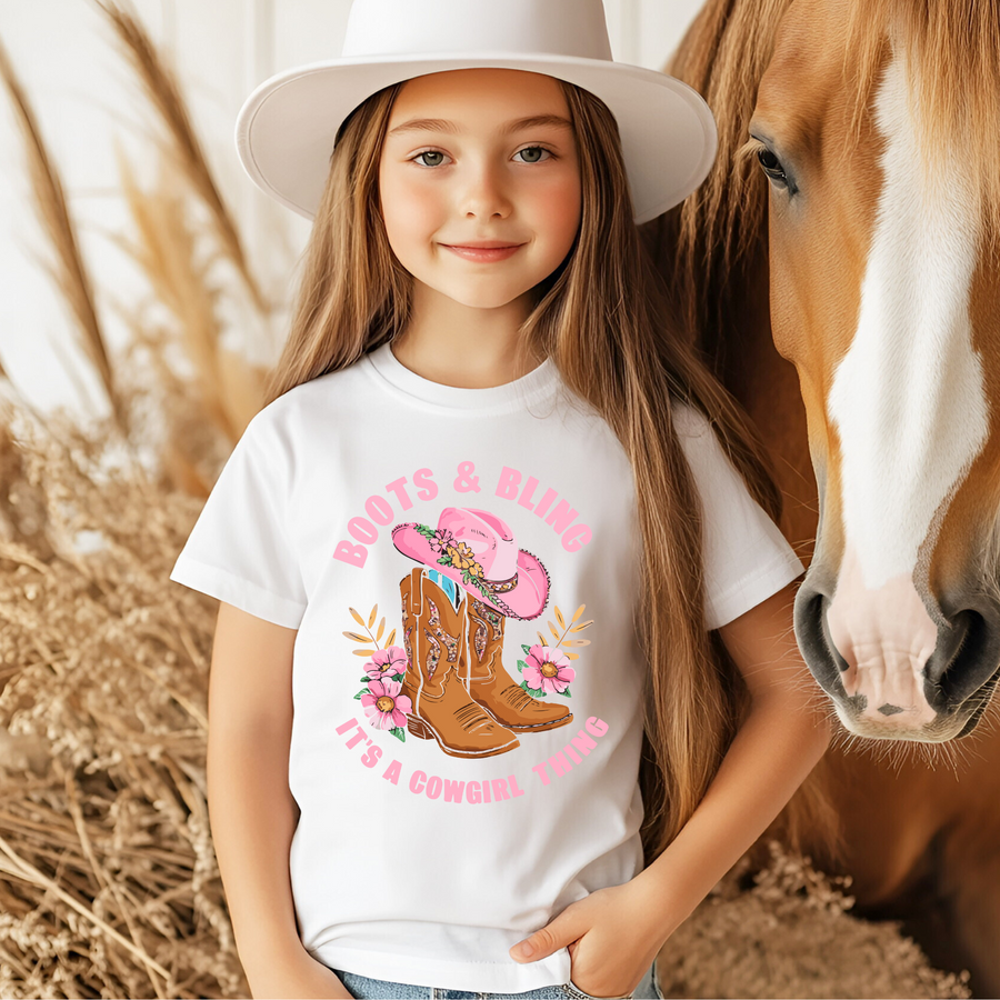 This western themed iron on transfer is a great way to add full color designs to your garments without the hassle of weeding vinyl. Add a "Boots & Bling" hat and boots printed pattern to your western creation! They are ready to press transfers and easy to use!