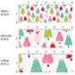 These winter Christmas tree themed pattern fabric by the yard features the following design elements: colorful Christmas trees with bows. This fun themed fabric can be used for all your sewing and crafting needs!