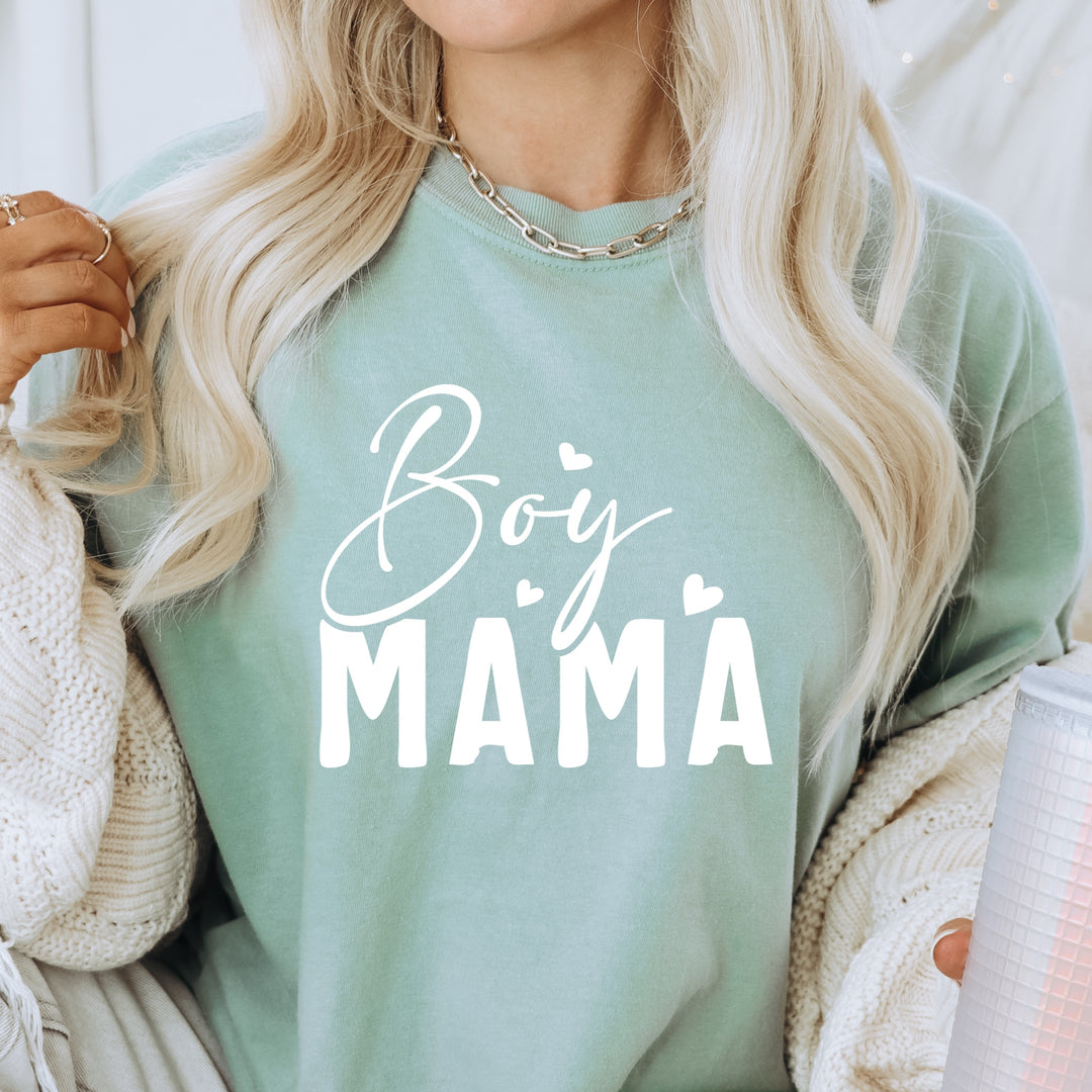 This "MAMA" saying themed iron on transfer is a great way to add full color designs to your garments without the hassle of weeding vinyl. Add a "BOY MAMA" printed pattern to your fun creation! They are ready to press transfers and easy to use!