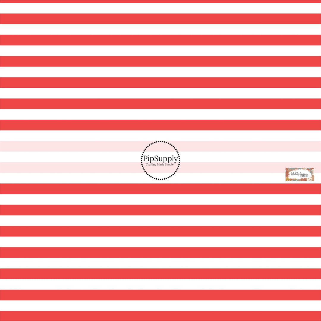 This 4th of July fabric by the yard features patriotic white and red stripes. This fun patriotic themed fabric can be used for all your sewing and crafting needs!