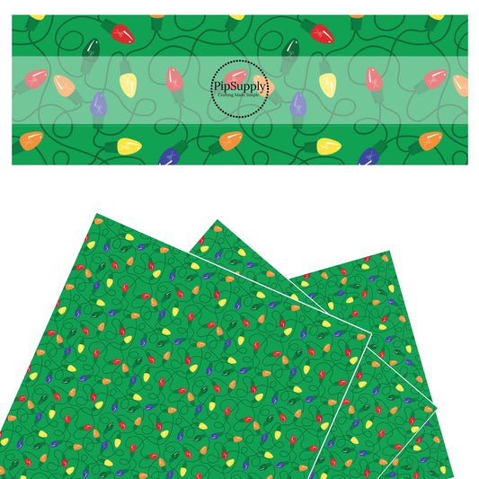 Bright tangled lgiths on green faux leather sheets