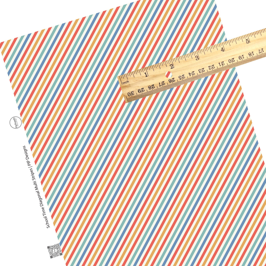 Multi stripes on cream diagonal faux leather sheets