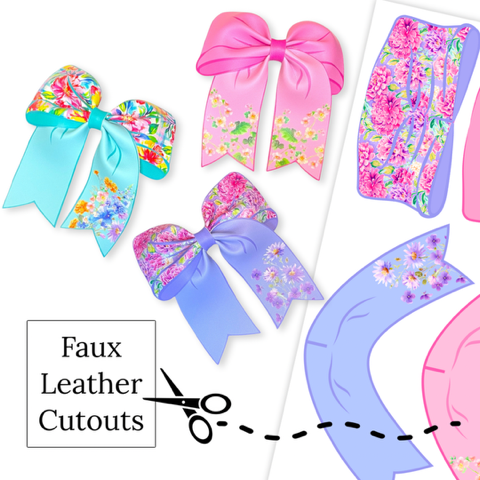 Bright Garden Floral Princess Tail Faux Leather DIY Hair Bows & Craft Cutouts