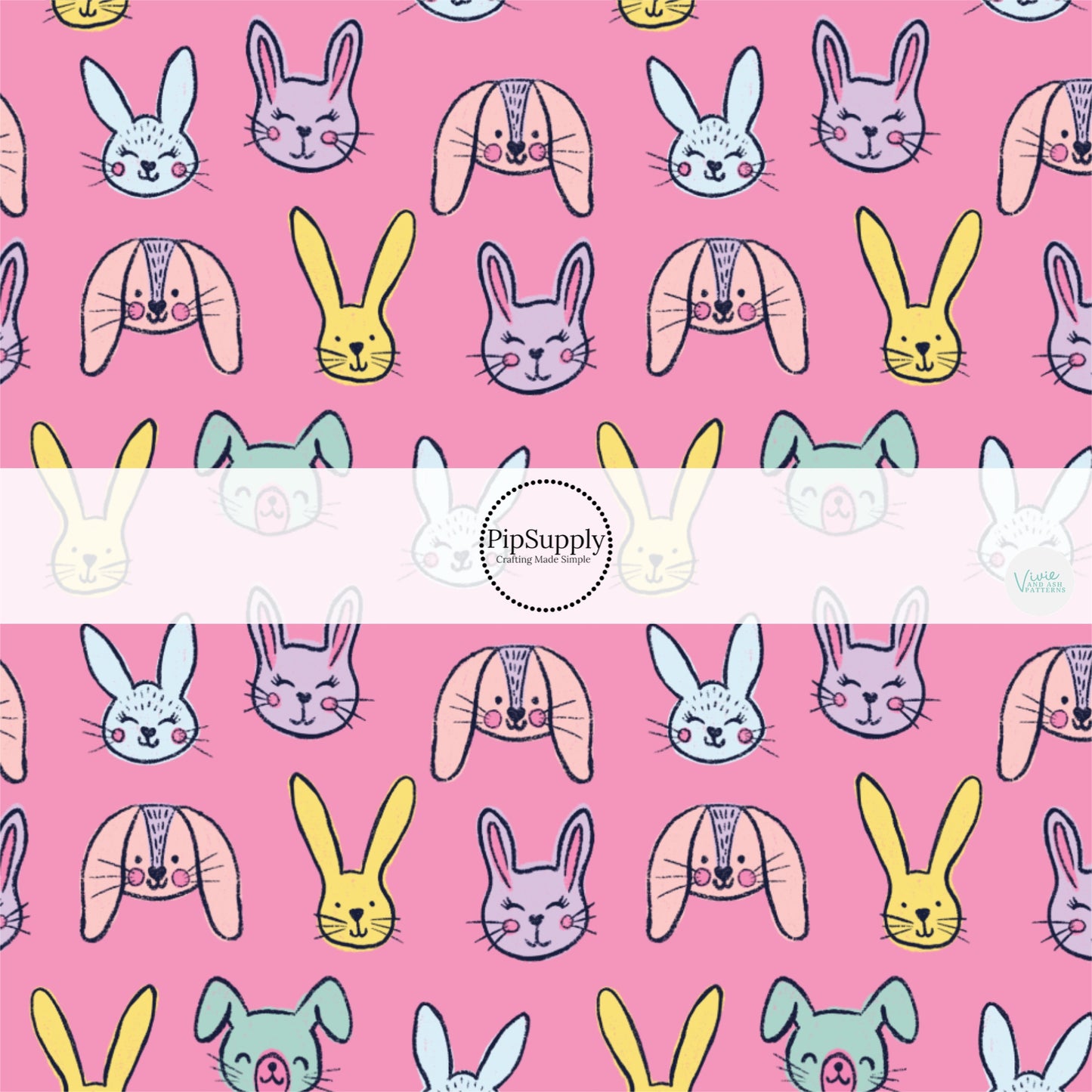 Bright Multi Bunny Fabric By The Yard