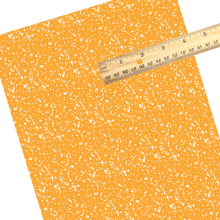 These school supply faux leather sheets contain the following design elements: classic orange composition pattern. Our CPSIA compliant faux leather sheets or rolls can be used for all types of crafting projects.