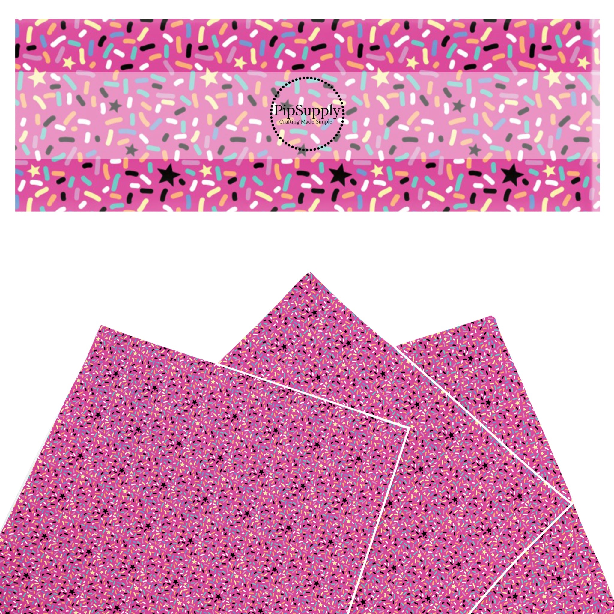 Colorful Sprinkles Faux Leather Sheets - Bright Pink Confetti Sprinkles ...