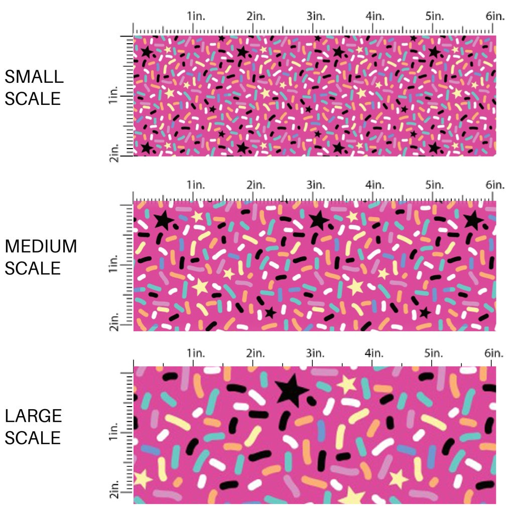 This sprinkle fabric by the yard features colorful confetti sprinkles. This festive pattern fabric can be used for all your sewing and crafting needs!