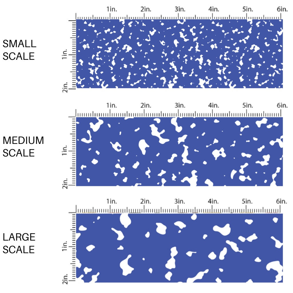 This scale chart of small scale, medium scale, and large scale of this school supply fabric by the yard features classic blue composition pattern. This fun themed fabric can be used for all your sewing and crafting needs!