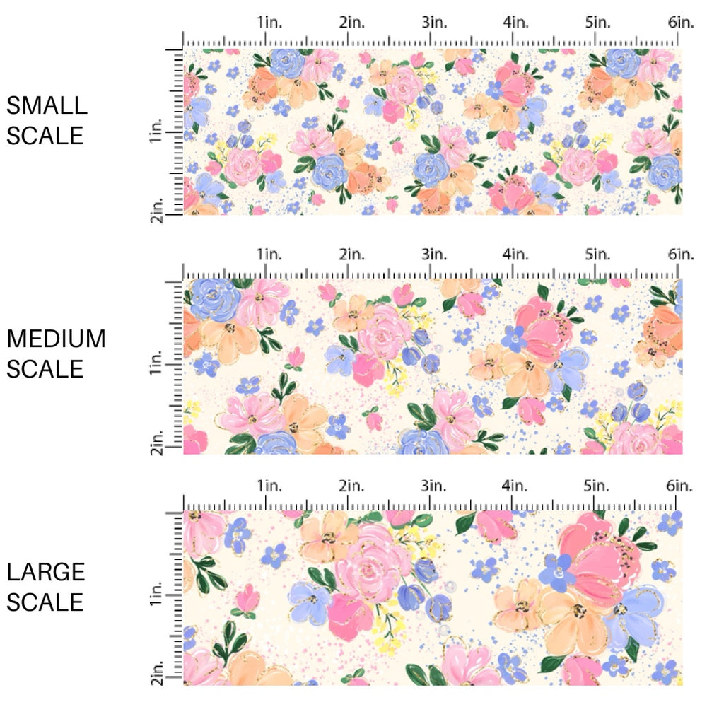 This spring floral fabric by the yard features spring flower bundles. This seasonal pattern fabric can be used for all your sewing and crafting needs!