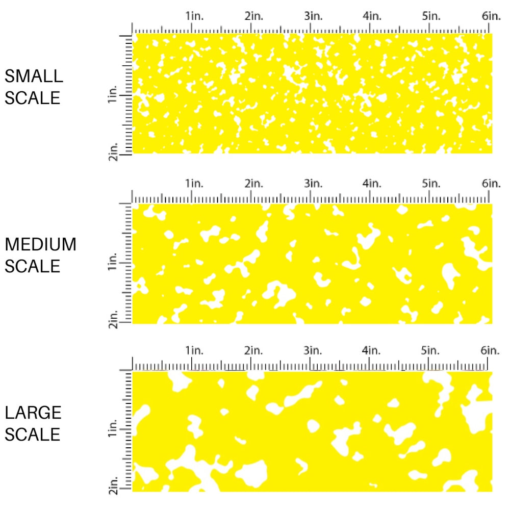 This scale chart of small scale, medium scale, and large scale of this school supply fabric by the yard features classic yellow composition pattern. This fun themed fabric can be used for all your sewing and crafting needs!