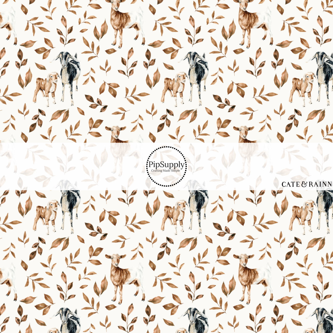 These spring and summer pattern fabric by the yard features farm and meadow goats. This fun fabric can be used for all your sewing and crafting needs!