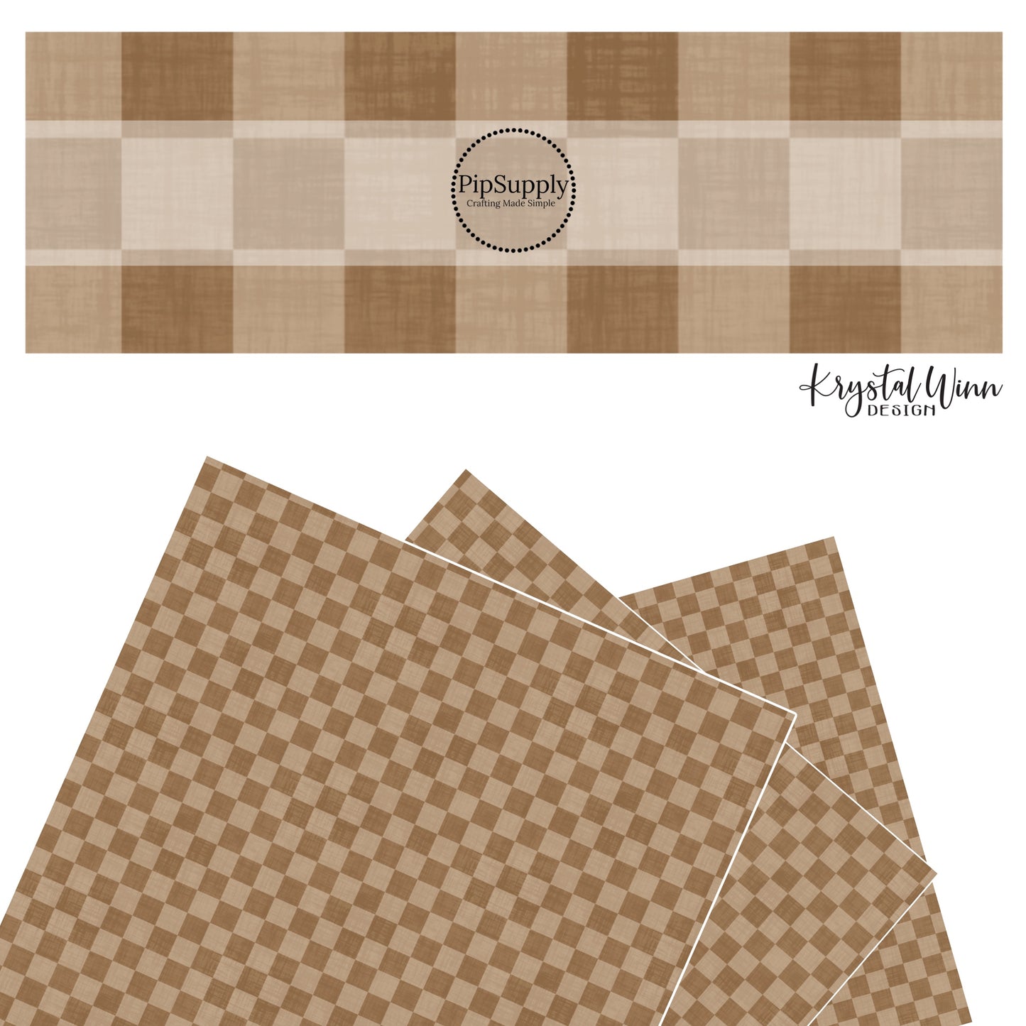Dark brown and light brown checkered faux leather sheets