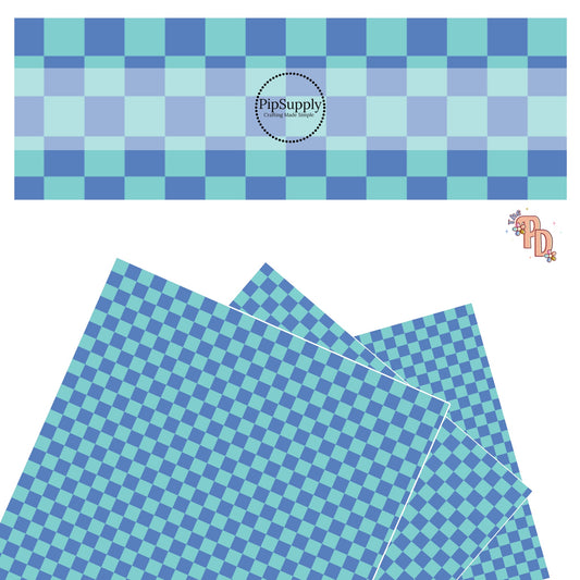 Dark blue and light blue checkered faux leather sheets