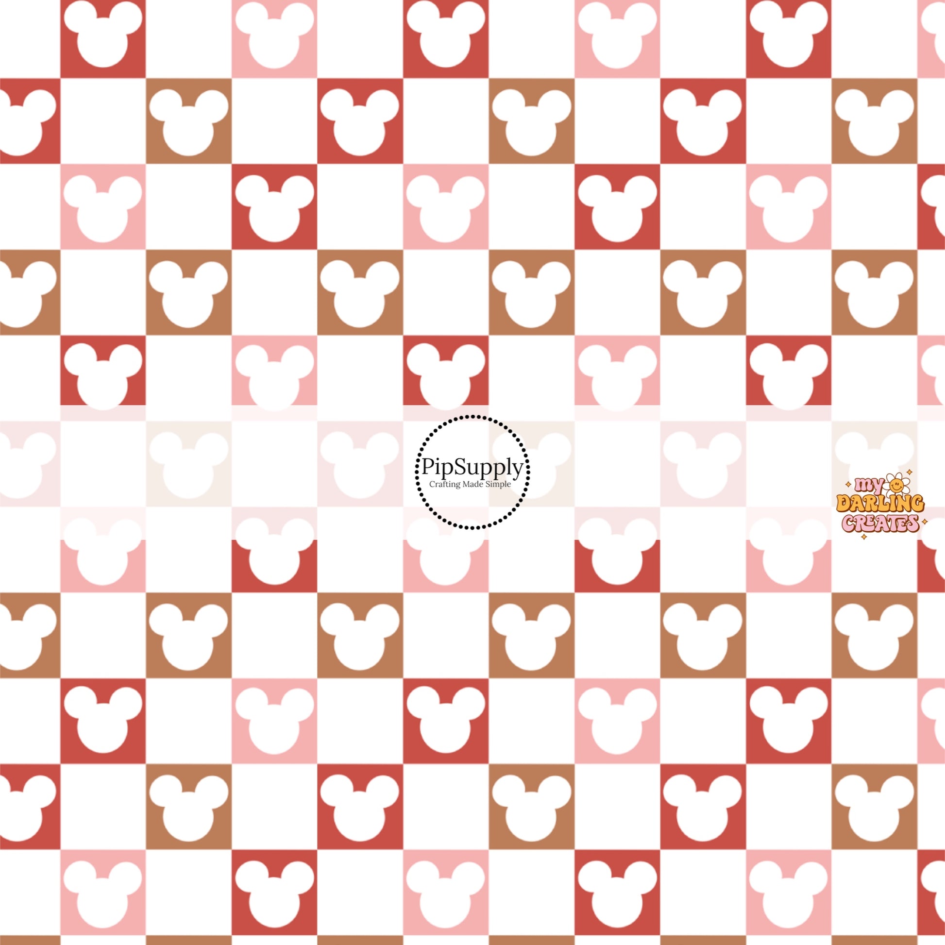Mouse head cutouts on christmas checker hair bow strips